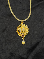 Palm Leaf 1 Gram Gold Plated Pendant Set | Visto Jewellery