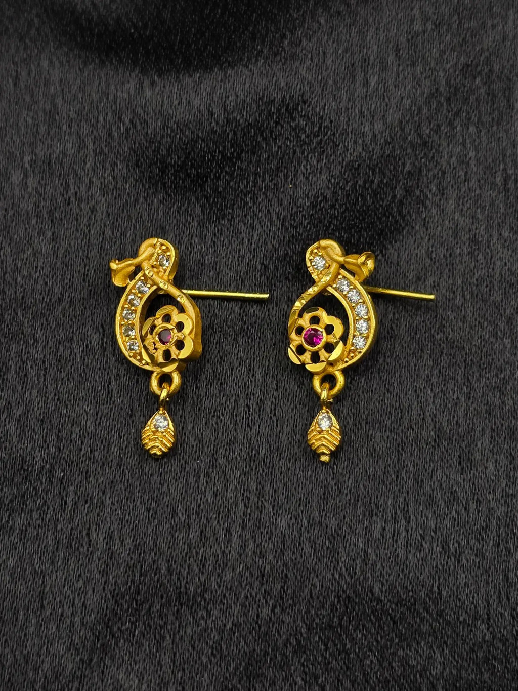 Crystal Embed 1 Gram Gold Plated Pendant Set | Visto Jewellery