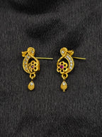 Crystal Embed 1 Gram Gold Plated Pendant Set | Visto Jewellery