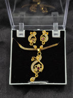 Crystal Embed 1 Gram Gold Plated Pendant Set | Visto Jewellery