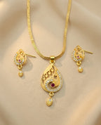 Floral Mandala 1 Gram Gold Plated Pendant Set | Visto Jewellery