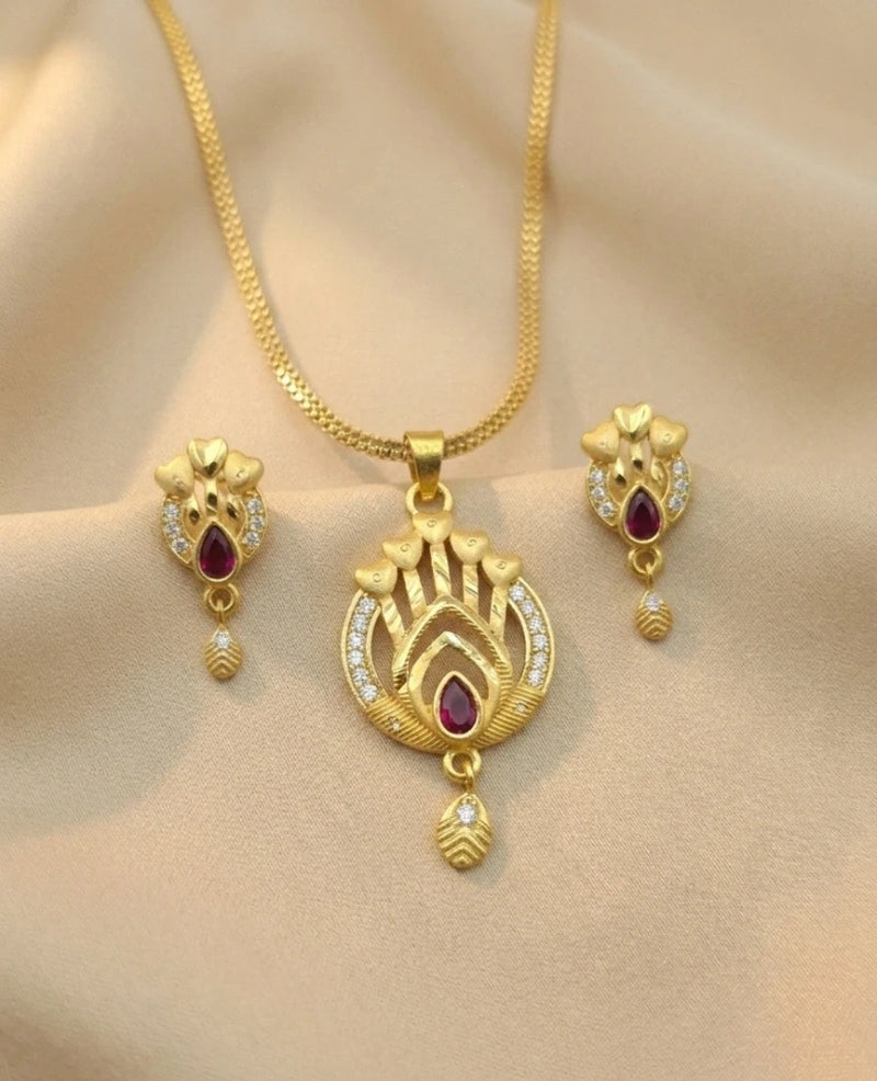 5 Hearts 1 Gram Gold Plated Pendant Set | Visto Jewellery
