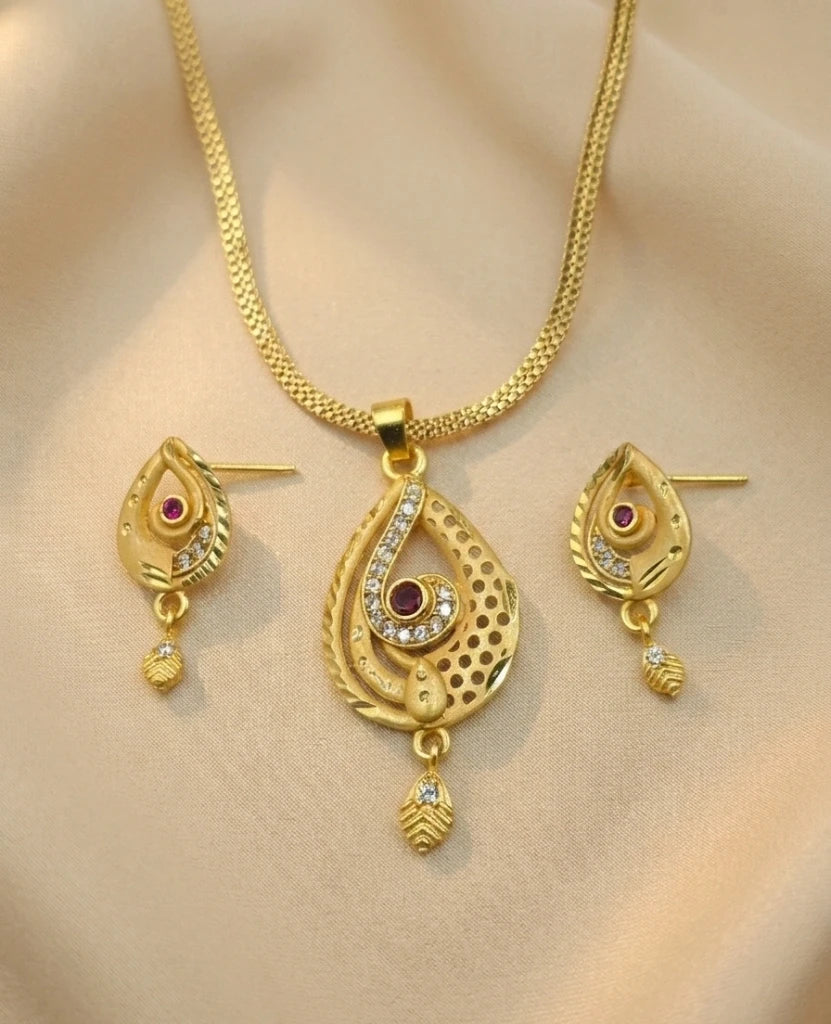Vintage 1 Gram Gold Plated Pendant Set | Visto Jewellery