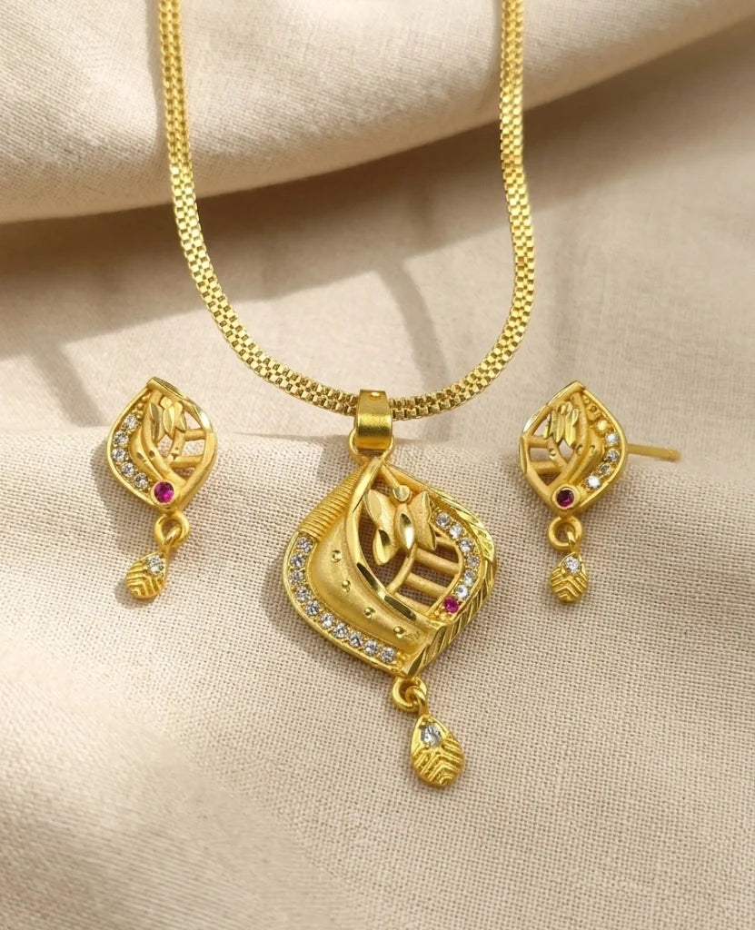 Butterfly 1 Gram Gold Plated Pendant Set | Visto Jewellery