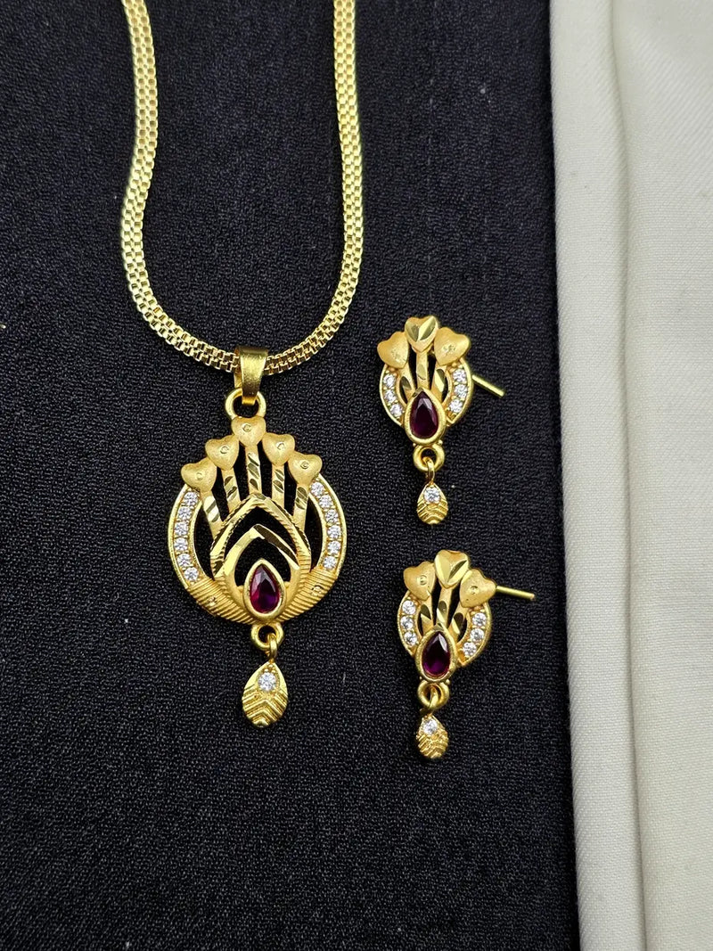 5 Hearts 1 Gram Gold Plated Pendant Set | Visto Jewellery