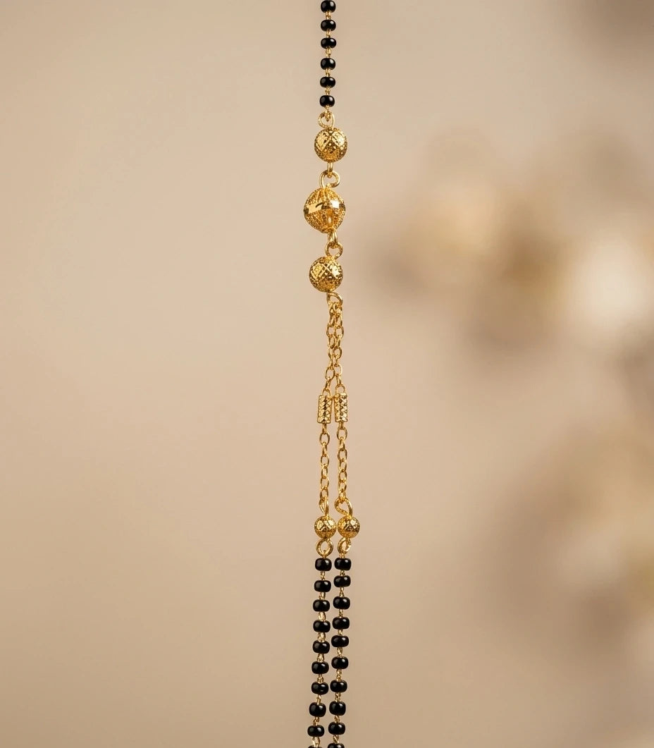 Gold Plated Double Layer Bead Mangalsutra for Women| Visto Jewellery