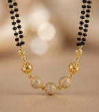Gold Plated Double Layer Bead Mangalsutra for Women| Visto Jewellery