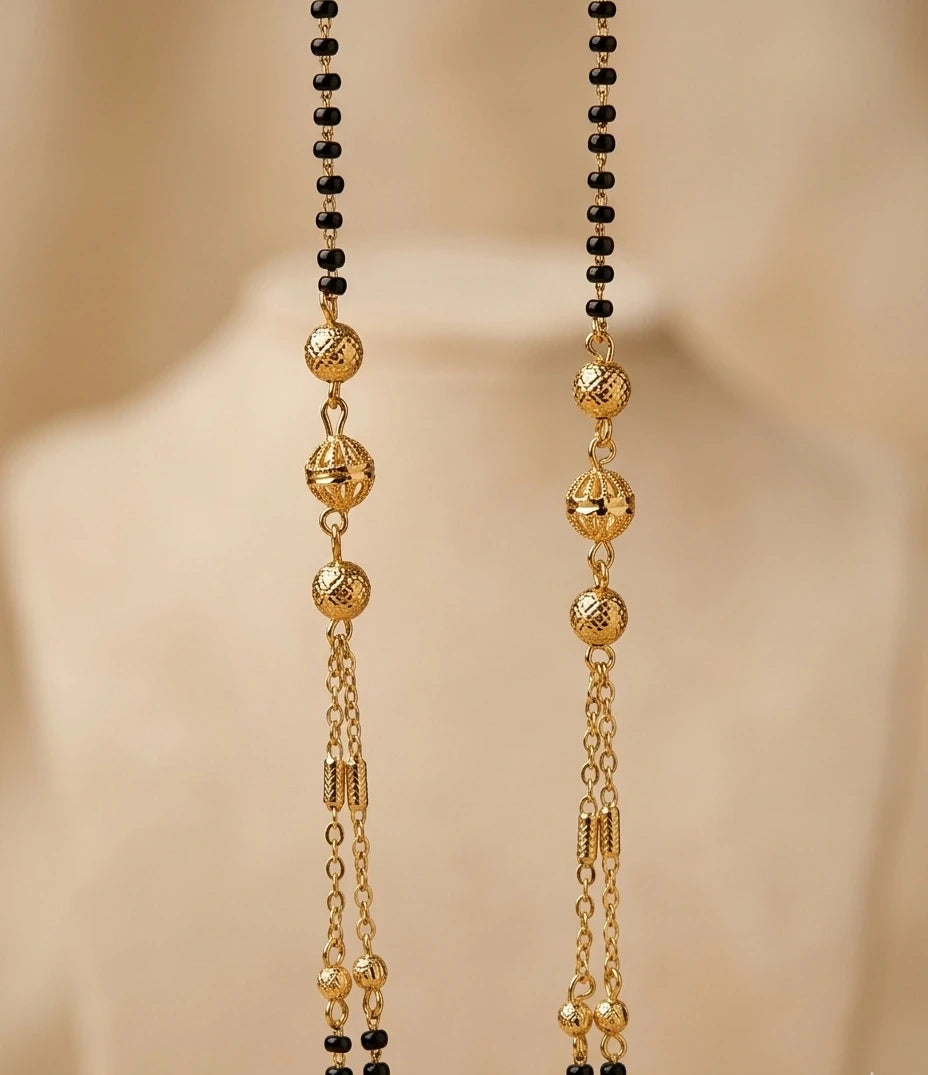 Gold Plated Double Layer Bead Mangalsutra for Women| Visto Jewellery