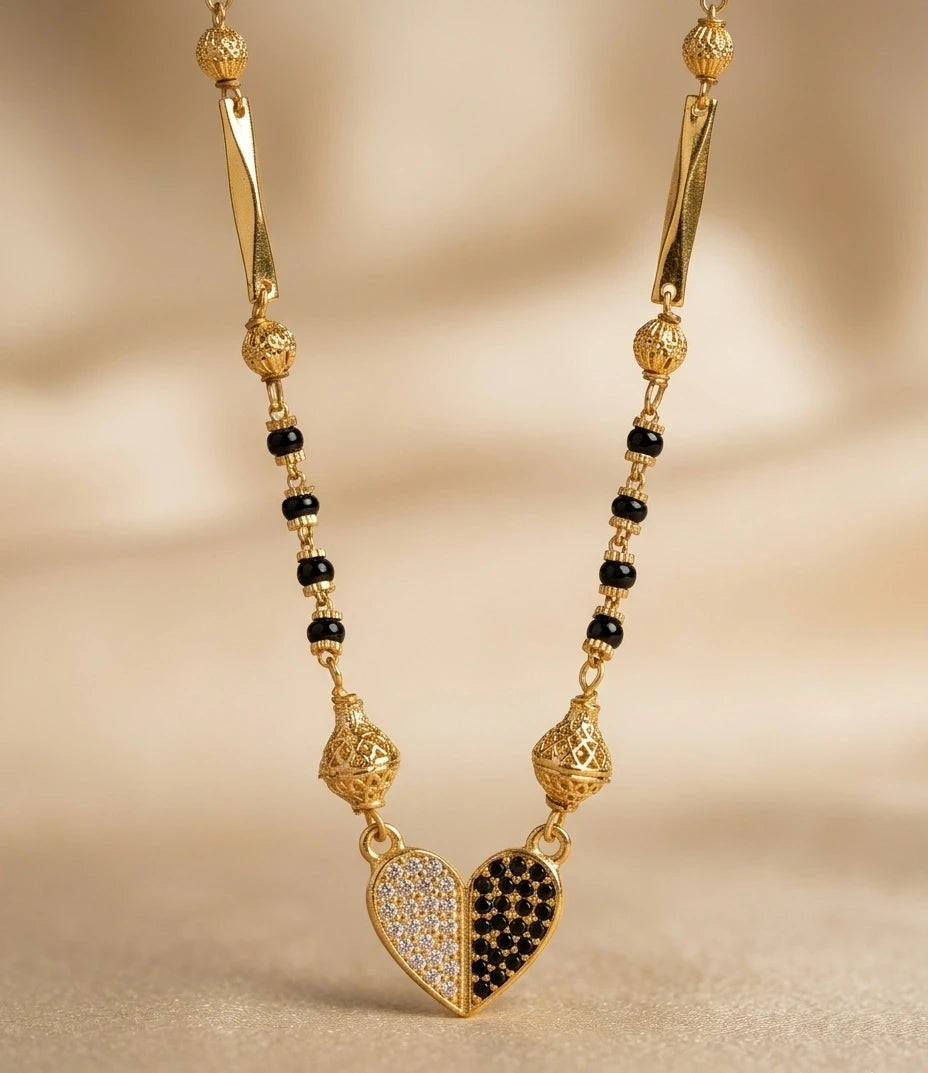 Gold Plated Two Tone Heart Mangalsutra for Women | Visto Jewellery