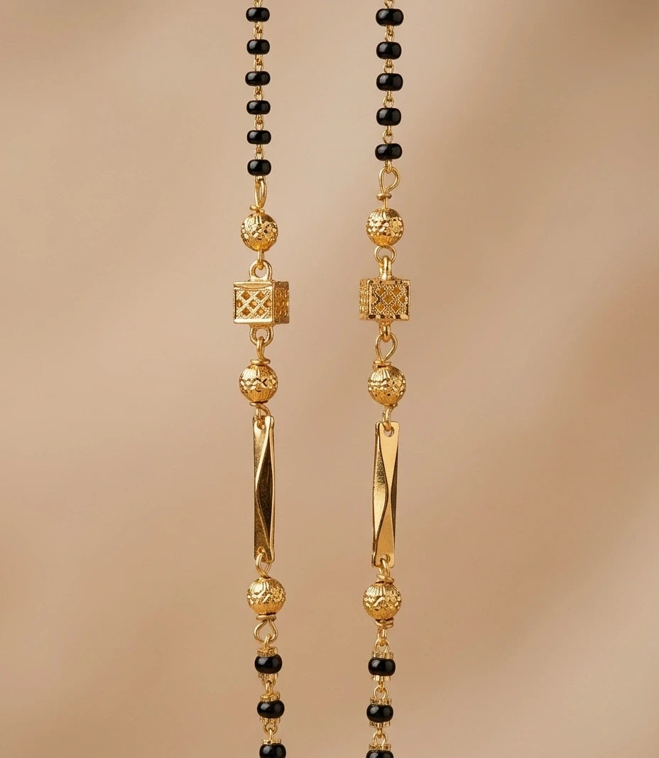 Gold Plated Two Tone Heart Mangalsutra for Women | Visto Jewellery