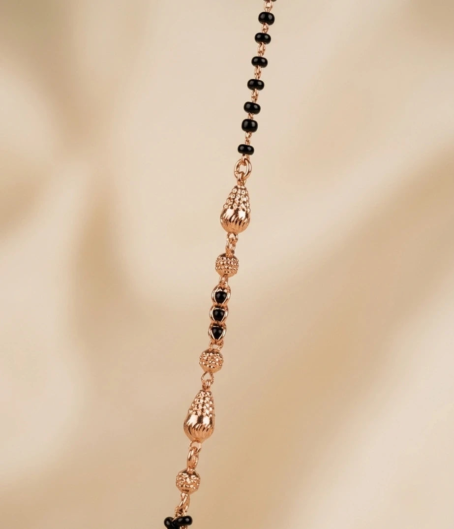 Rose Gold Plated CZ Round Tassel Mangalsutra for Women | Visto Jewellery