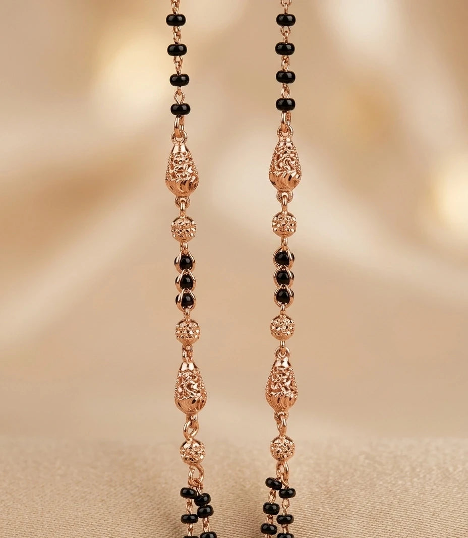 Rose Gold Plated CZ Round Tassel Mangalsutra for Women | Visto Jewellery
