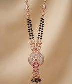 Rose Gold Plated CZ Round Tassel Mangalsutra for Women | Visto Jewellery