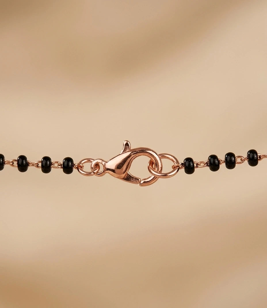 Rose Gold Plated CZ Round Tassel Mangalsutra for Women | Visto Jewellery